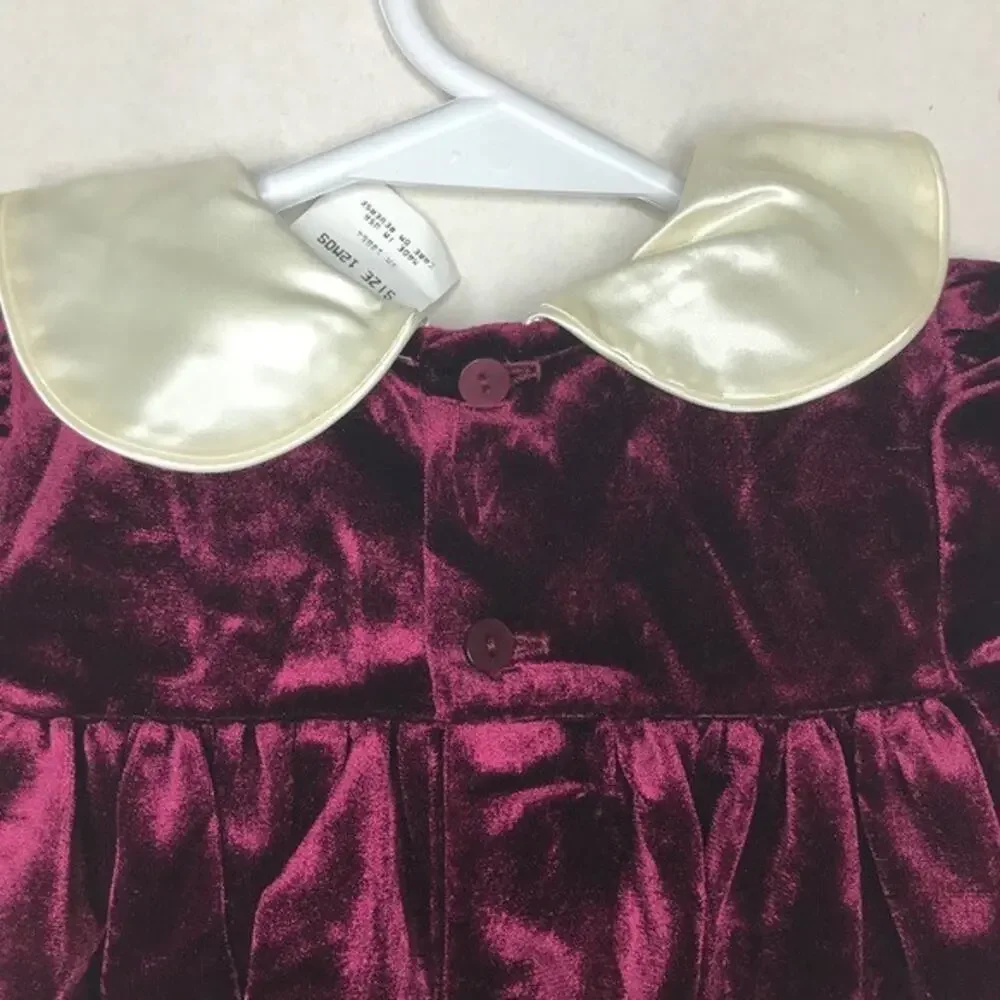Vintage Carters Baby Girl Velvet Holiday Collared